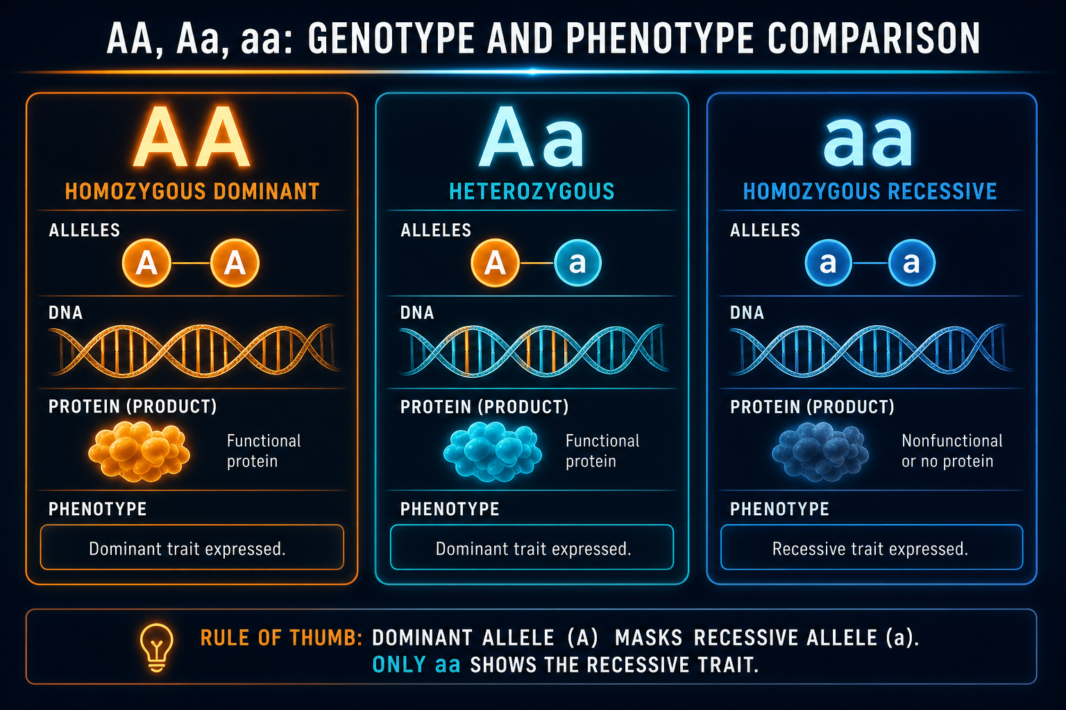 AA Aa aa genotype names