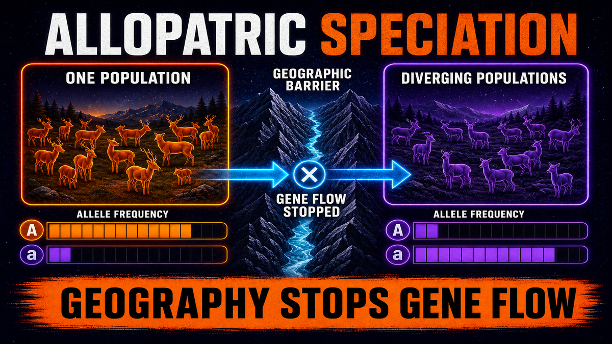 Allopatric Speciation AP Biology Allopatric speciation AP Biology showing geographic isolation stopping gene flow between populations