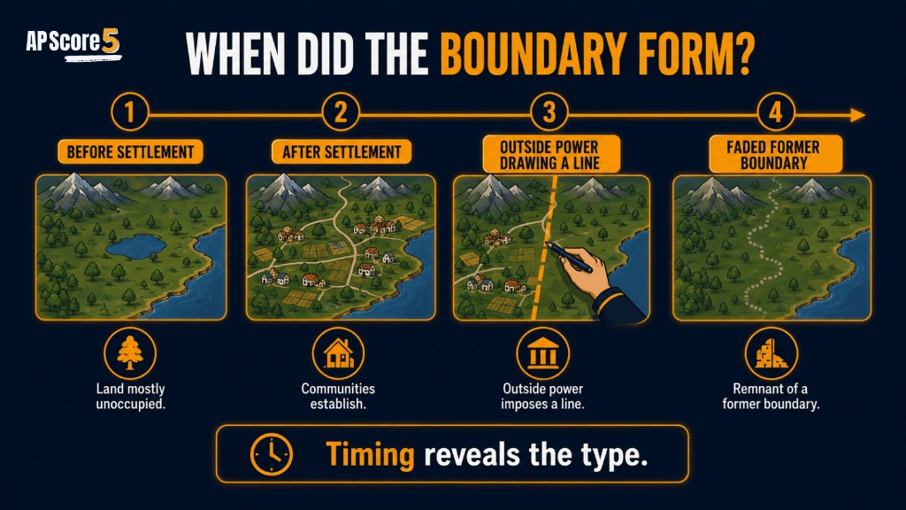 Antecedent subsequent superimposed and relic boundaries AP Human Geography image showing boundary formation timeline