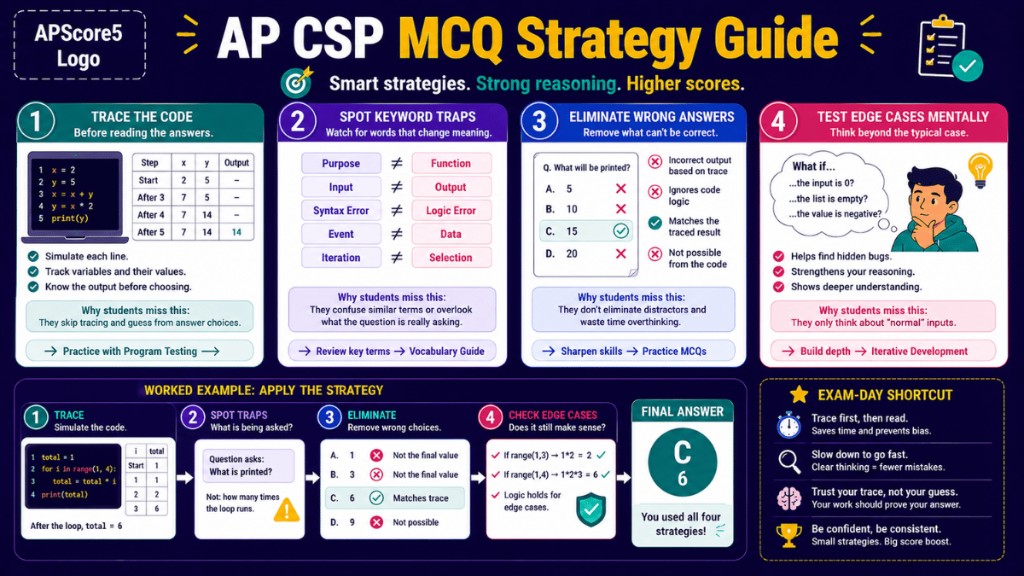 AP CSP MCQ strategy guide