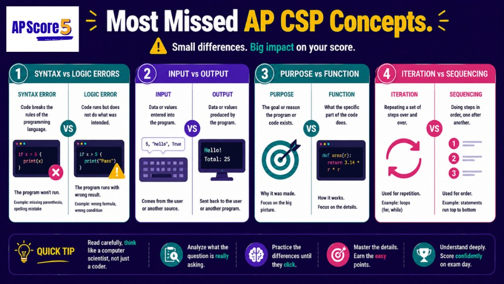 Most missed AP CSP concepts