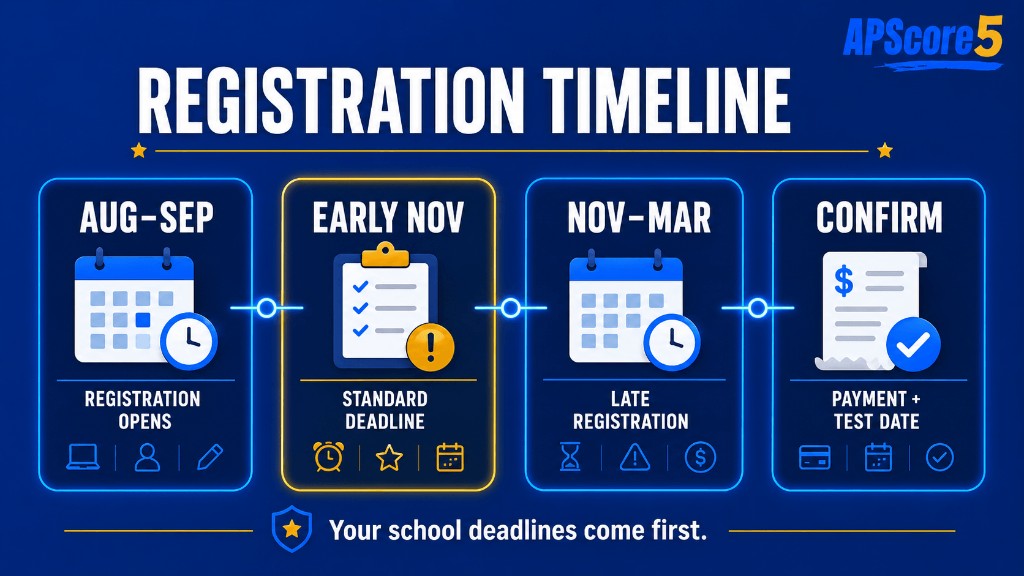 AP reg timeline infographic