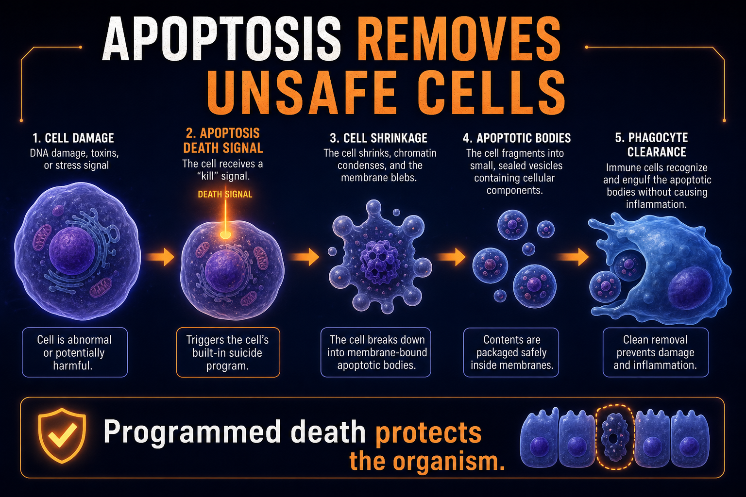 Apoptosis removes unsafe cells