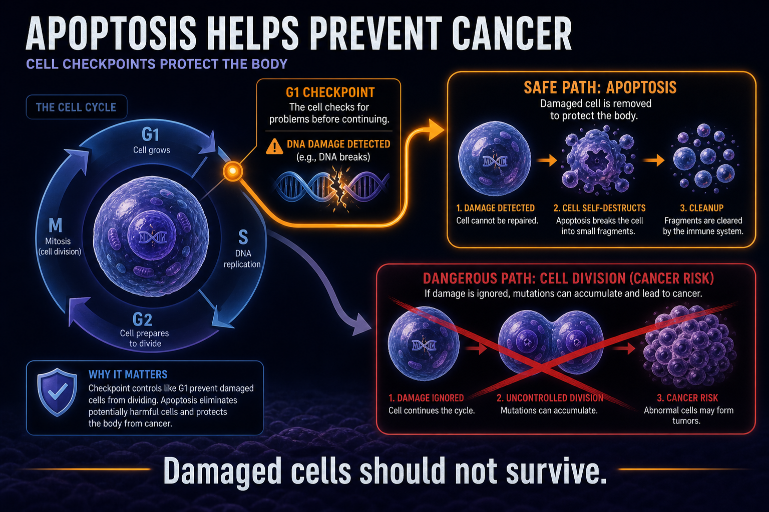 Apoptosis prevents cancer division