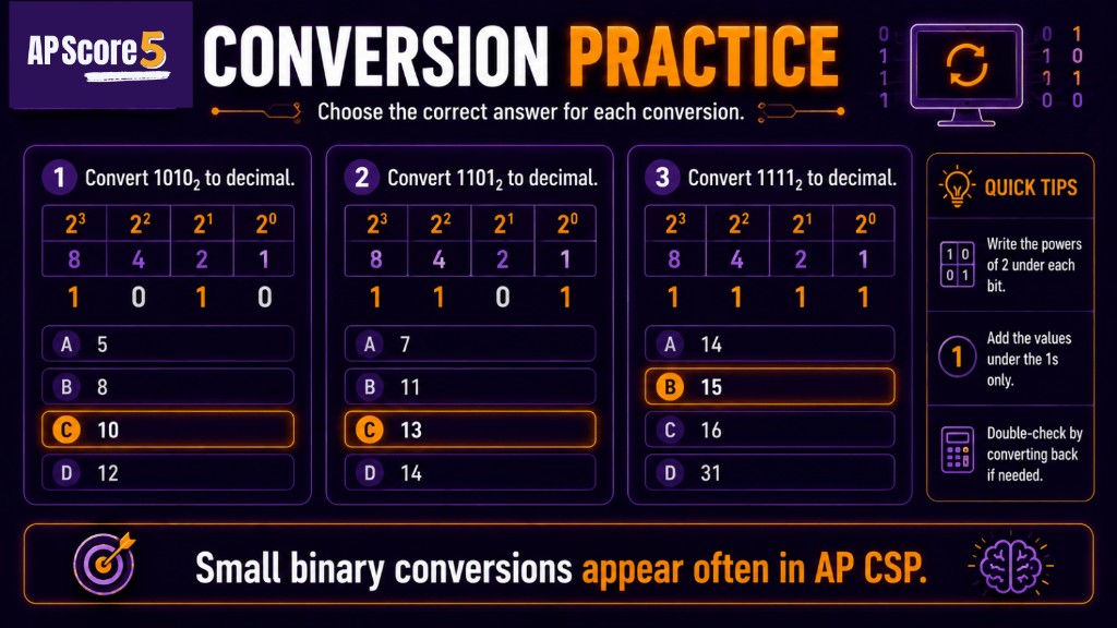 Binary conversion practice