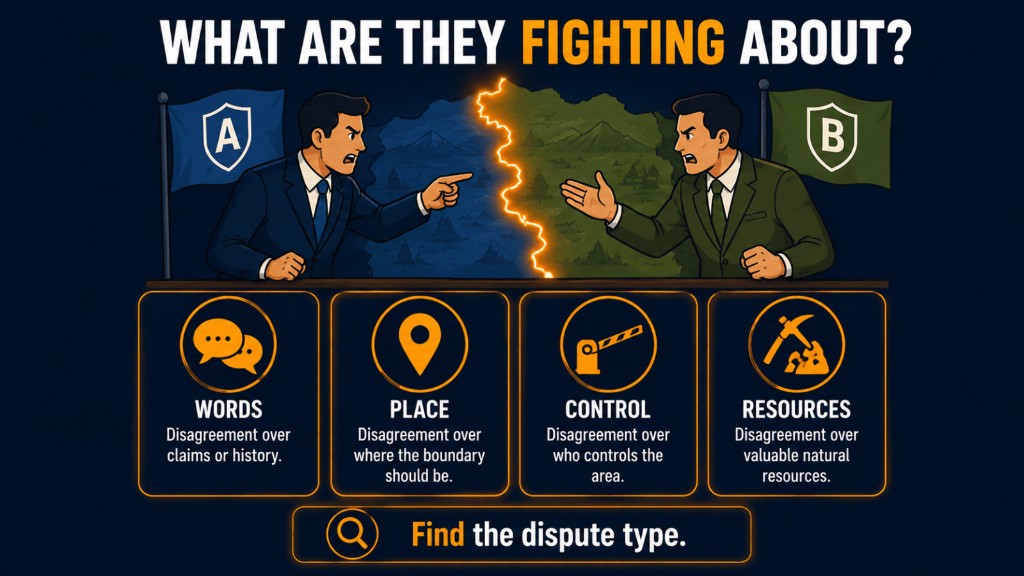 Boundary disputes AP Human Geography image showing states arguing over wording location border management and resources