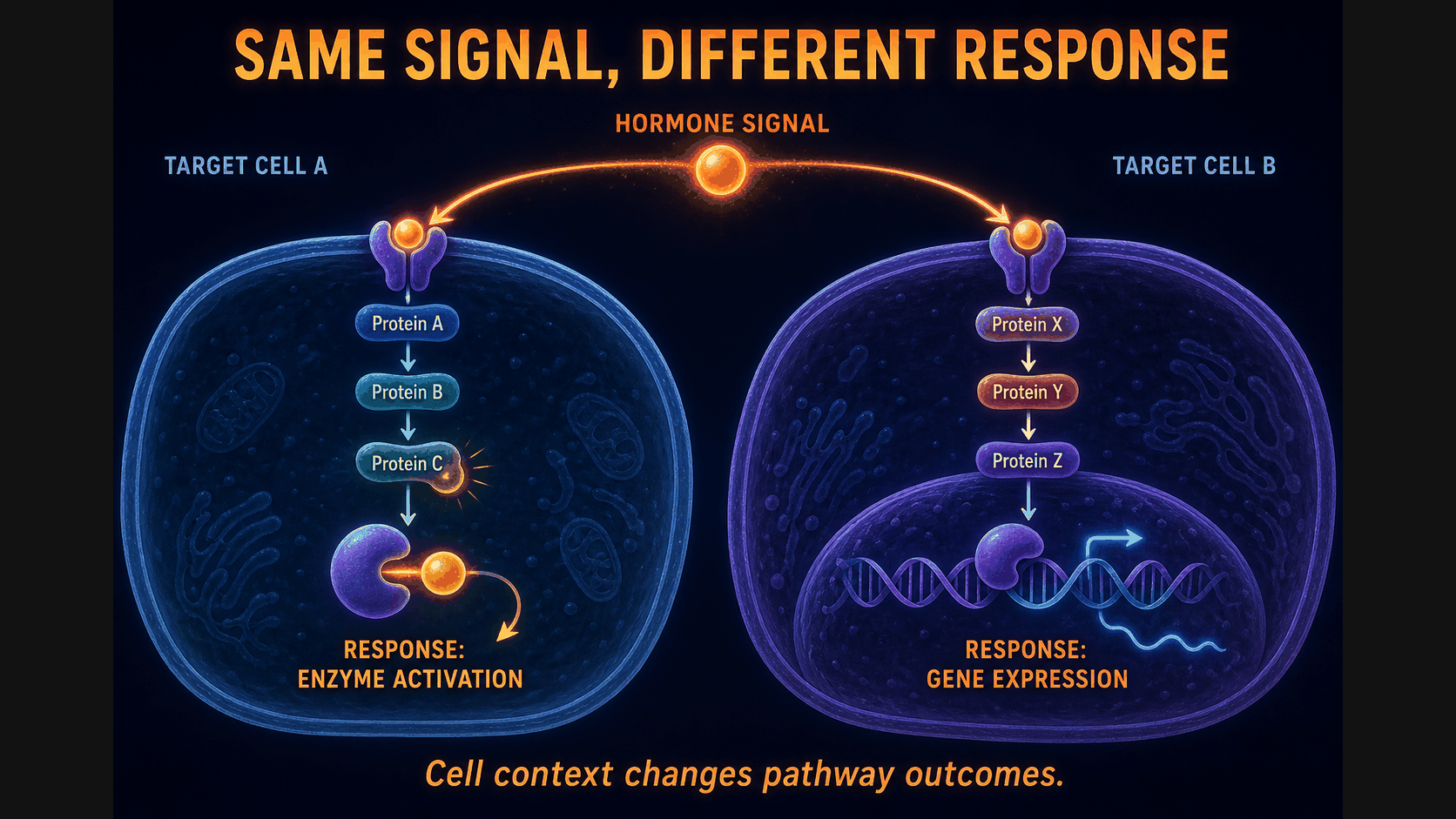 Same signal different responses
