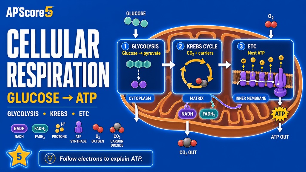 Respiration glucose to ATP