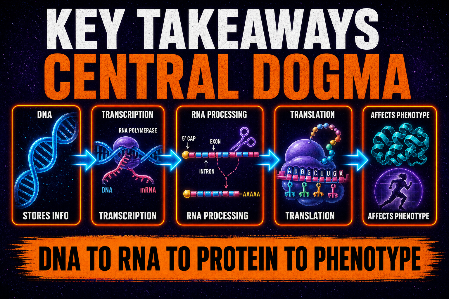 Central dogma key steps