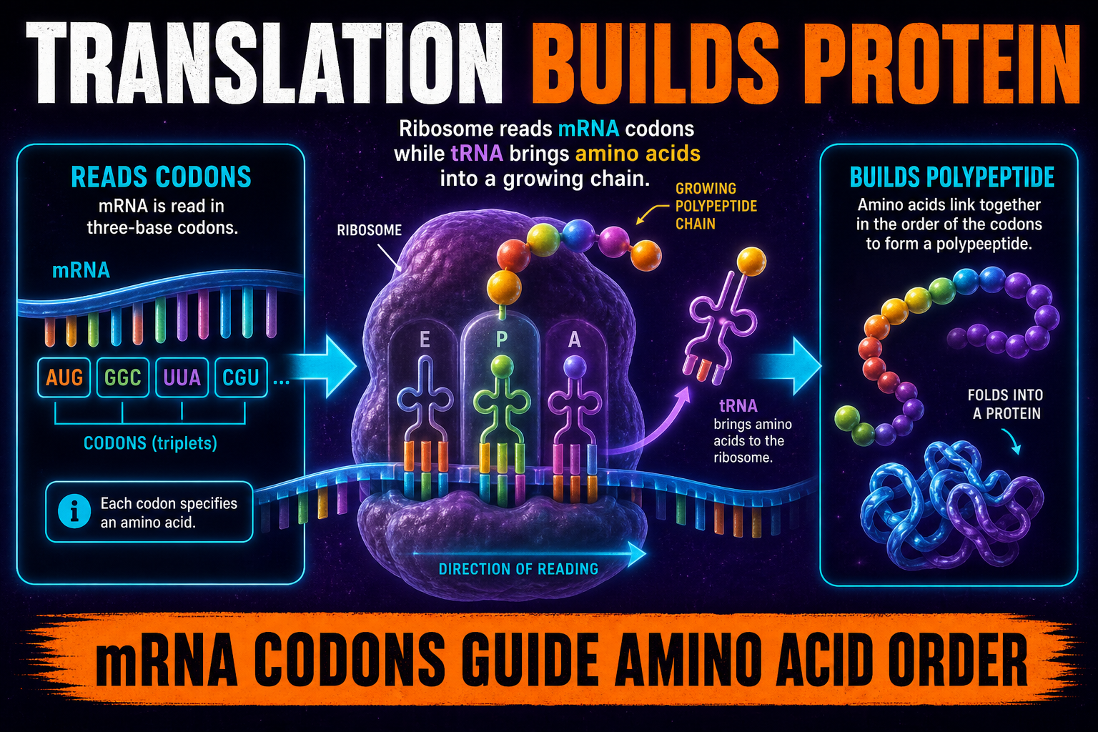 Translation mRNA to protein
