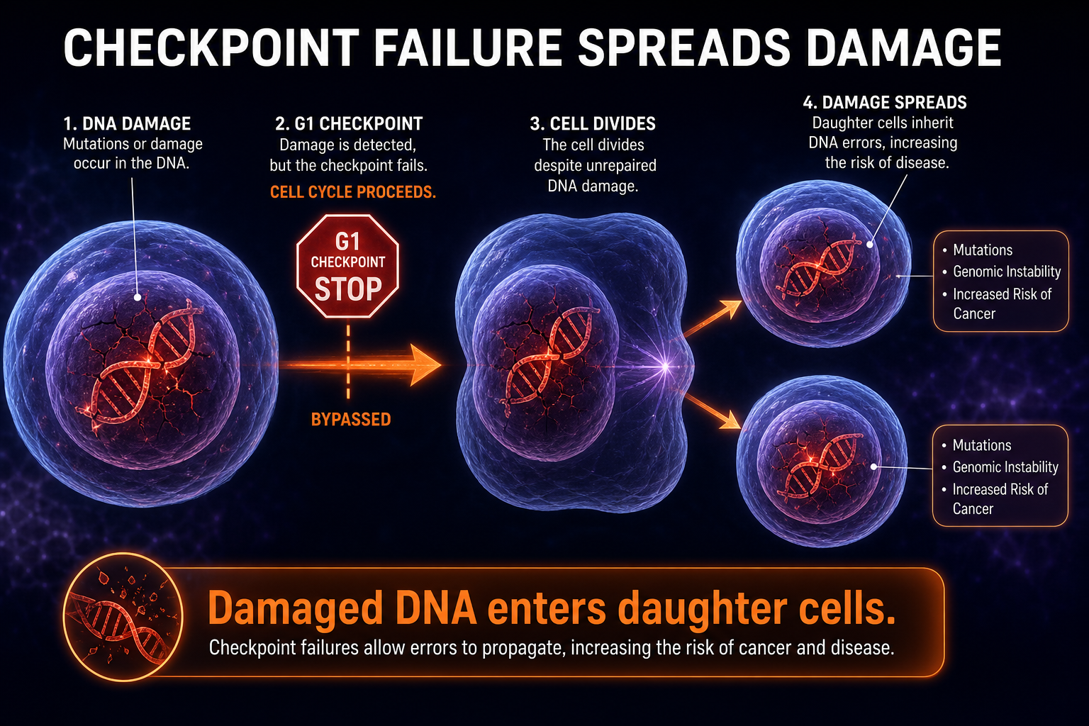 Checkpoint failure spreads DNA