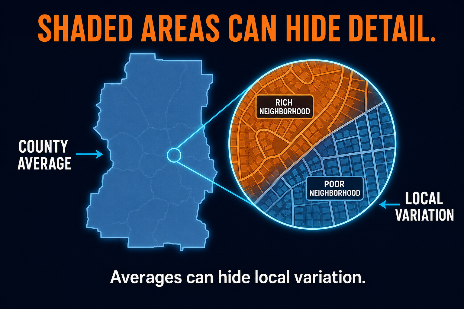 Choropleth Map Limitation AP Human Geography Choropleth map limitation showing how shaded areas can hide local variation