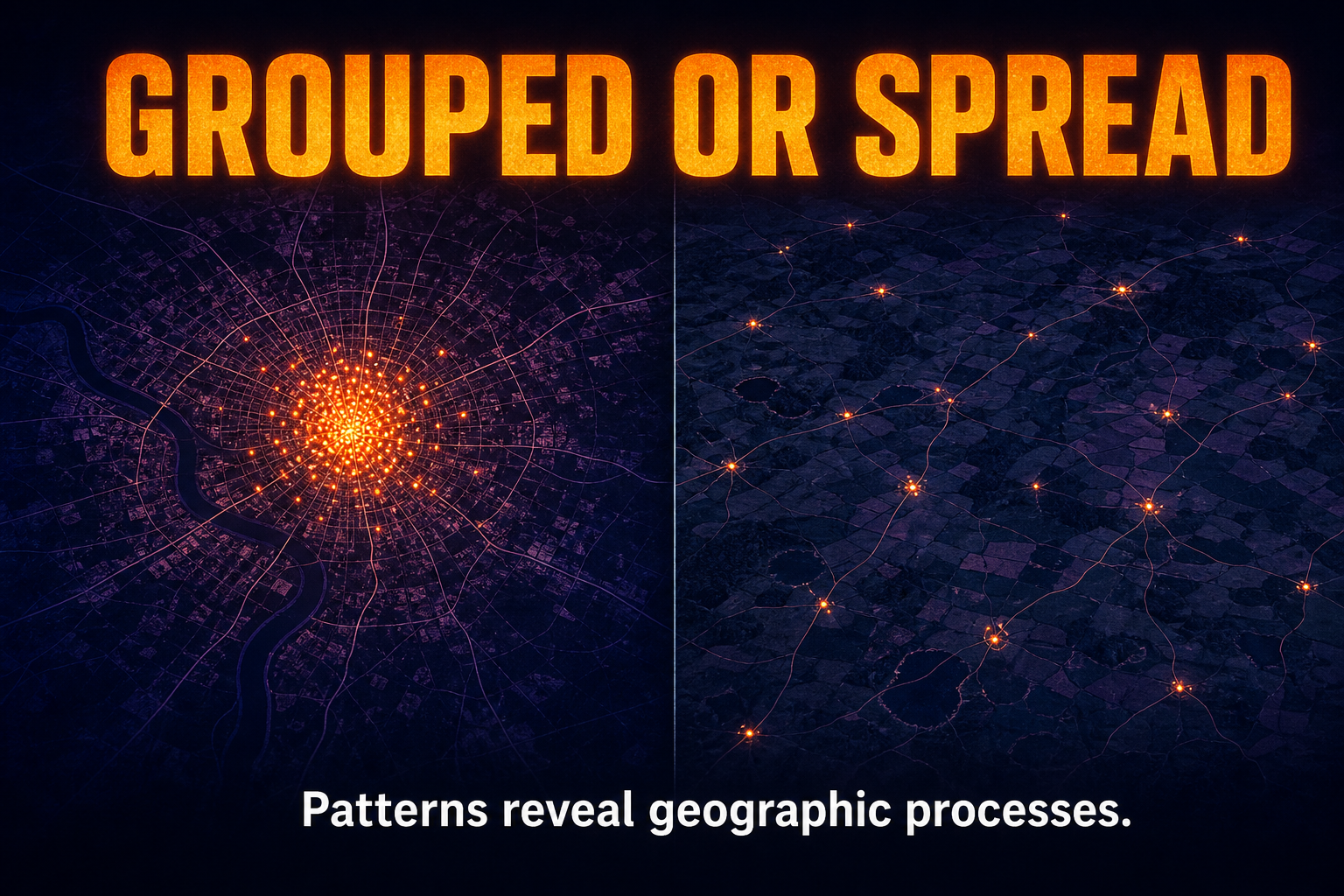 Clustered vs Dispersed Patterns AP Human Geography Clustered vs dispersed patterns in AP Human Geography showing grouped dots and spread-out dots on a map