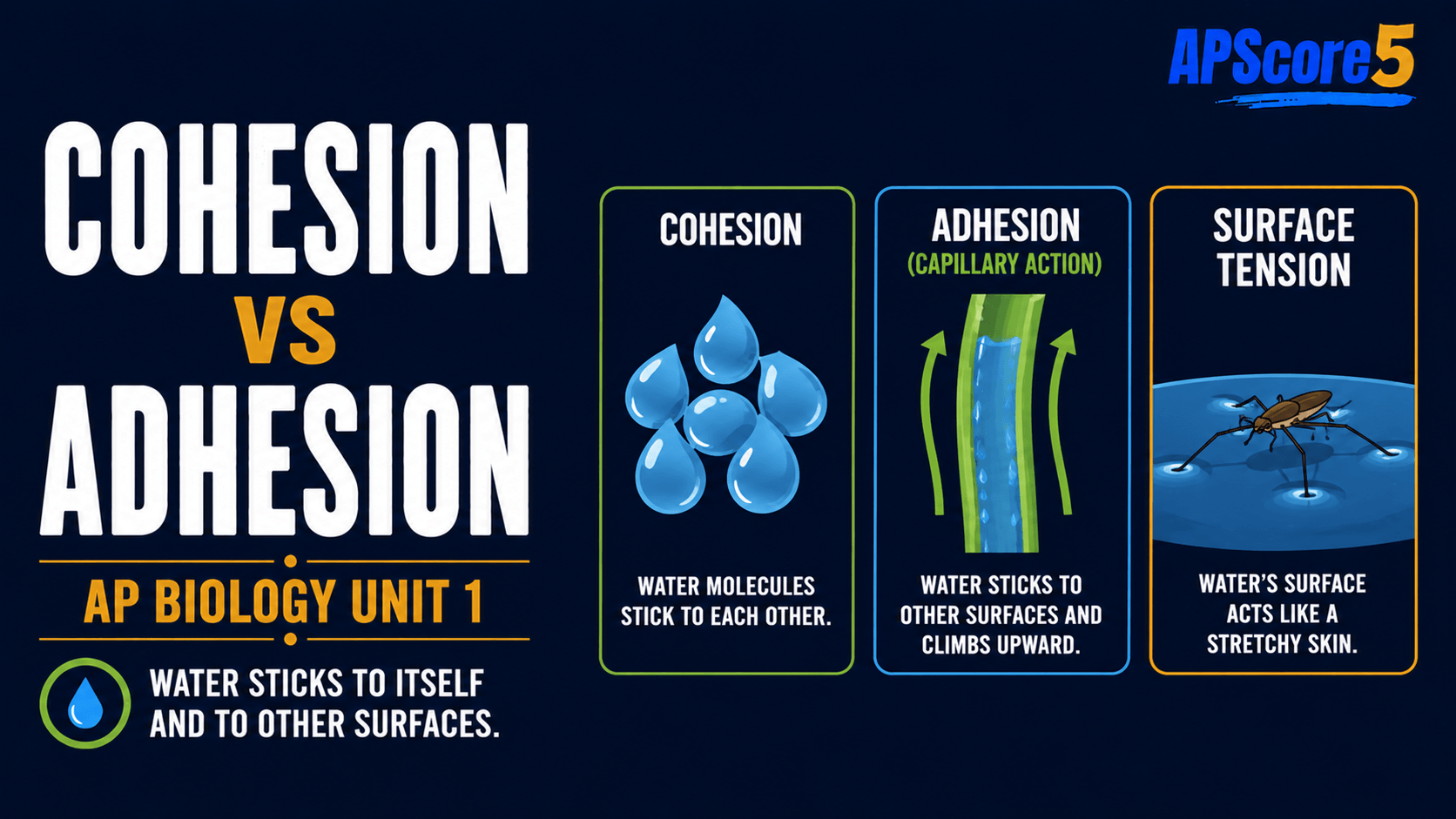 Cohesion and adhesion diagram