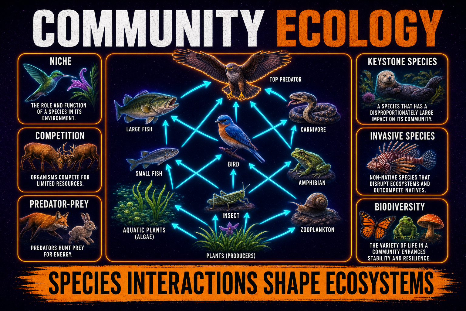 Community Ecology AP Biology Community ecology AP Biology showing species interactions niches food webs keystone species invasive species and biodiversity