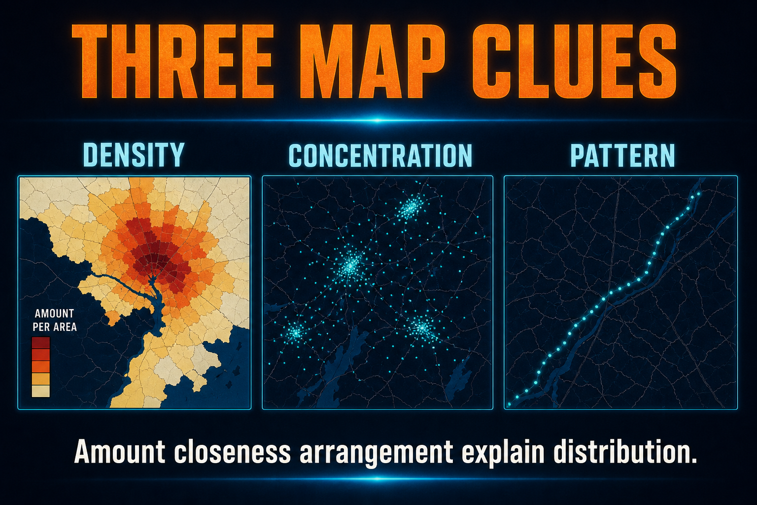 Density concentration and pattern in AP Human Geography showing the three properties of distribution