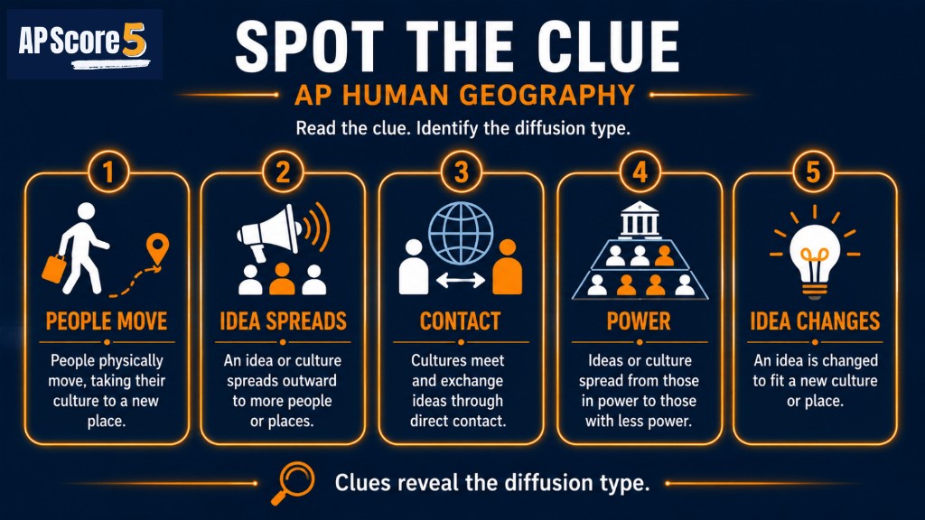 AP HUG diffusion exam clues