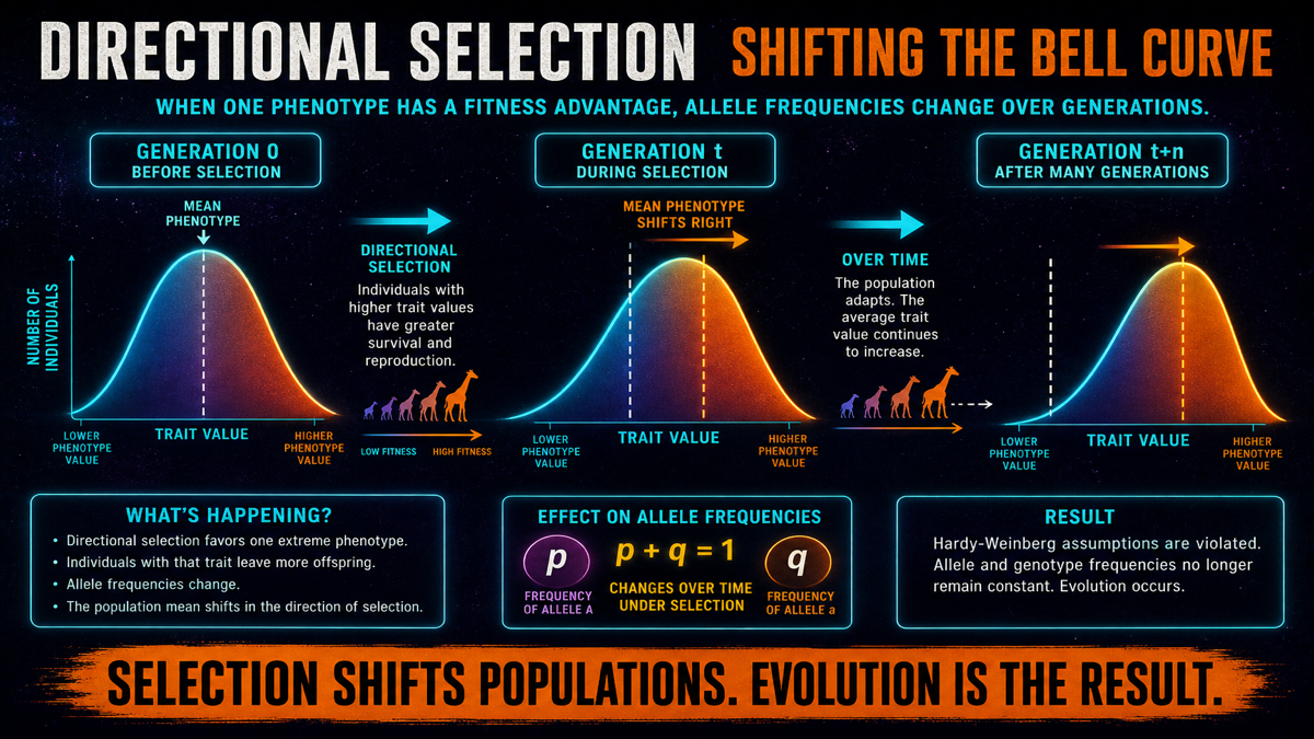 Directional selection AP Biology showing trait distribution shifting toward one extreme