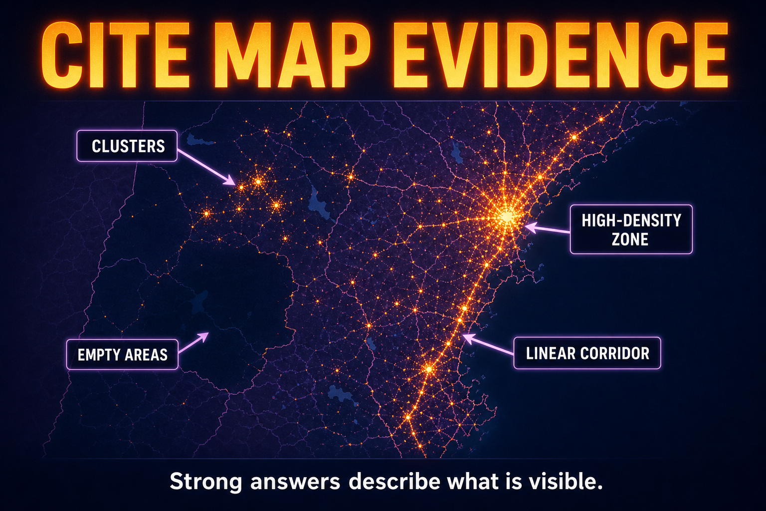 Distribution map evidence in AP Human Geography showing students cite clusters density corridors and empty areas