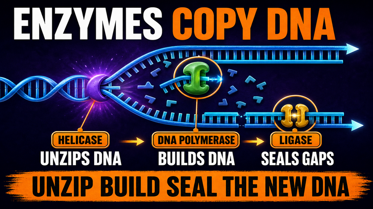 DNA replication enzymes helicase DNA polymerase and ligase copying DNA in AP Biology