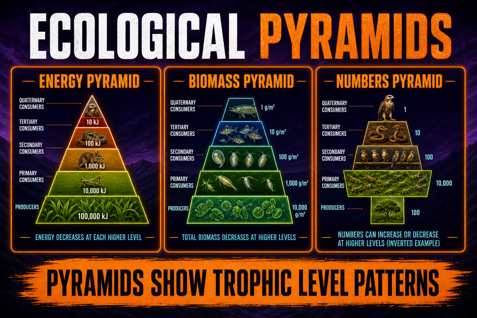 Ecological pyramids AP Biology showing energy biomass and numbers pyramids across trophic levels