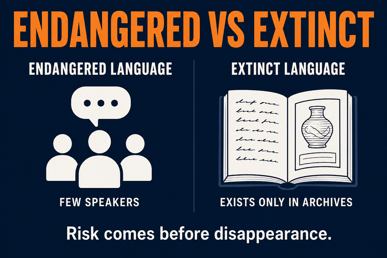 Endangered vs Extinct Language AP Human Geography AP Human Geography comparison of endangered and extinct languages showing risk before disappearance