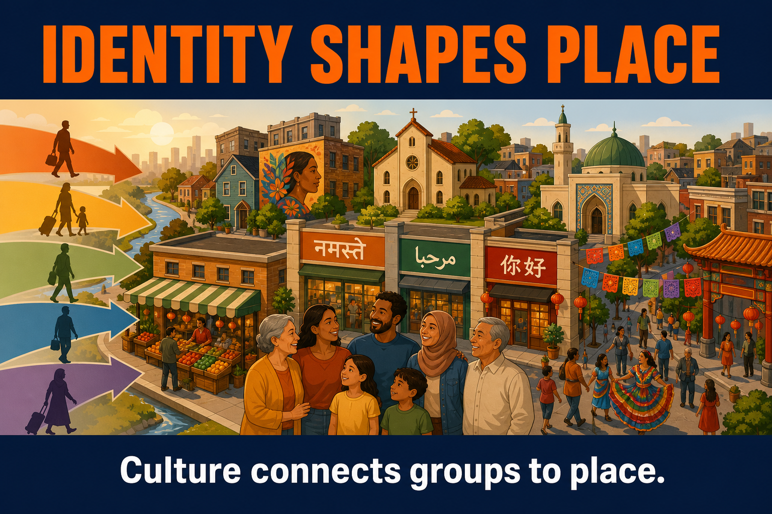 Ethnicity and Cultural Identity AP Human Geography AP Human Geography ethnicity and cultural identity hero showing language signs food markets sacred buildings festivals families and migration