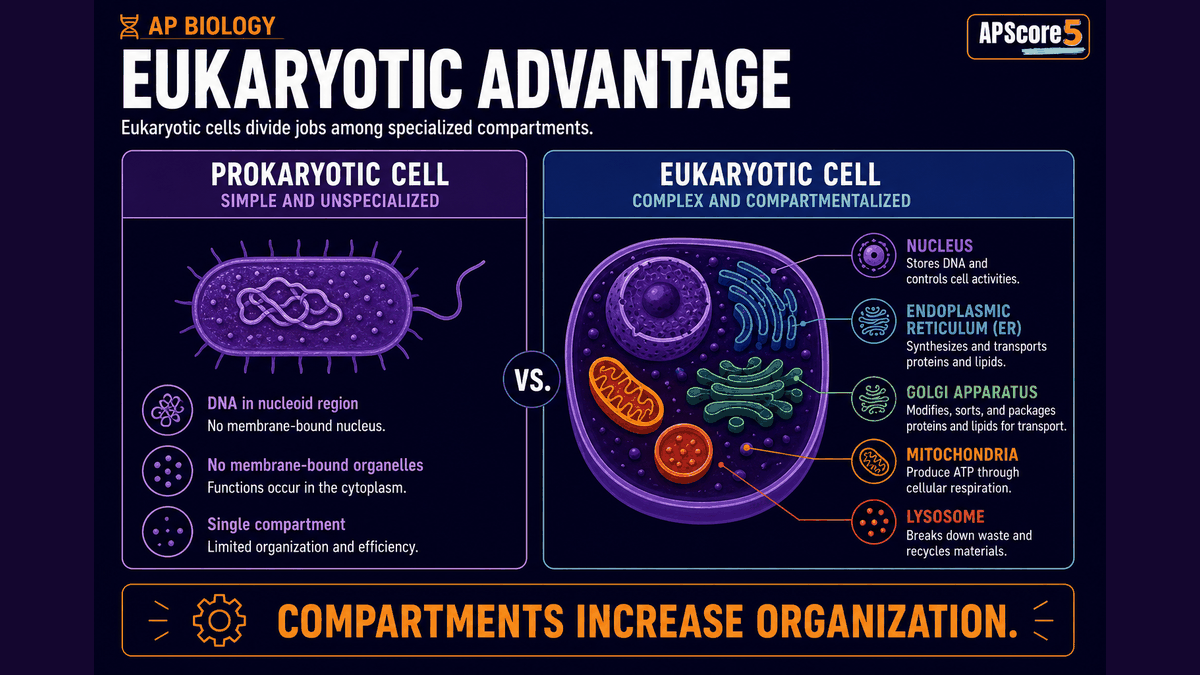 Eukaryotic compartment advantage
