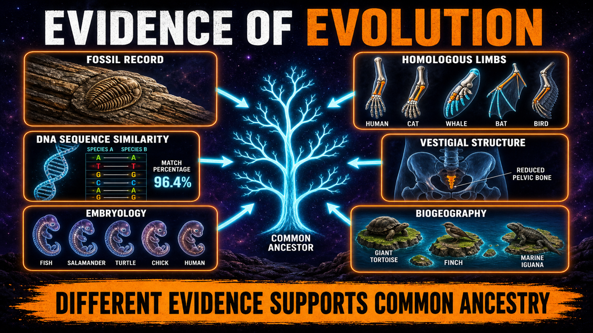Evidence of Evolution AP Biology Evidence of evolution AP Biology showing fossils homologous structures DNA evidence embryology biogeography and common ancestry