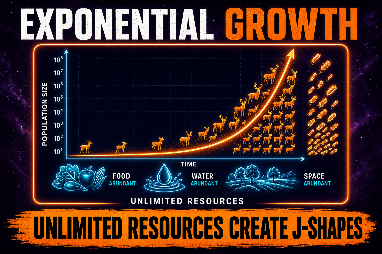 Exponential growth AP Biology showing J-shaped population growth curve under abundant resources