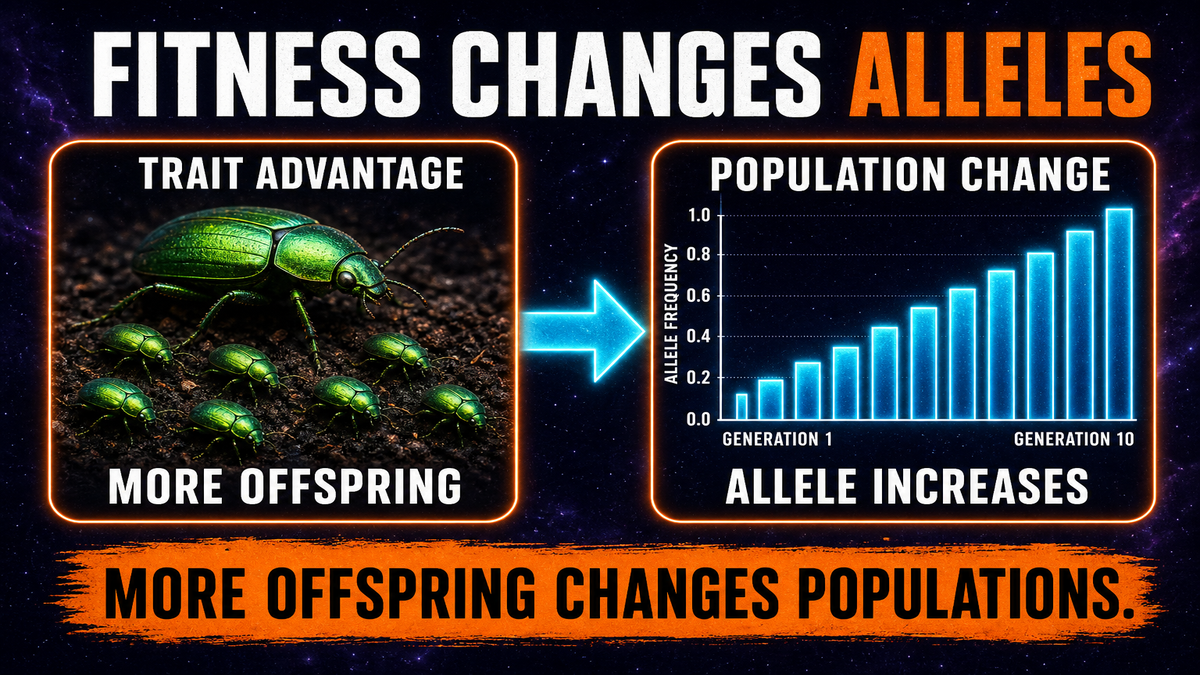Evolutionary fitness AP Biology showing reproductive success causing allele frequency change over generations