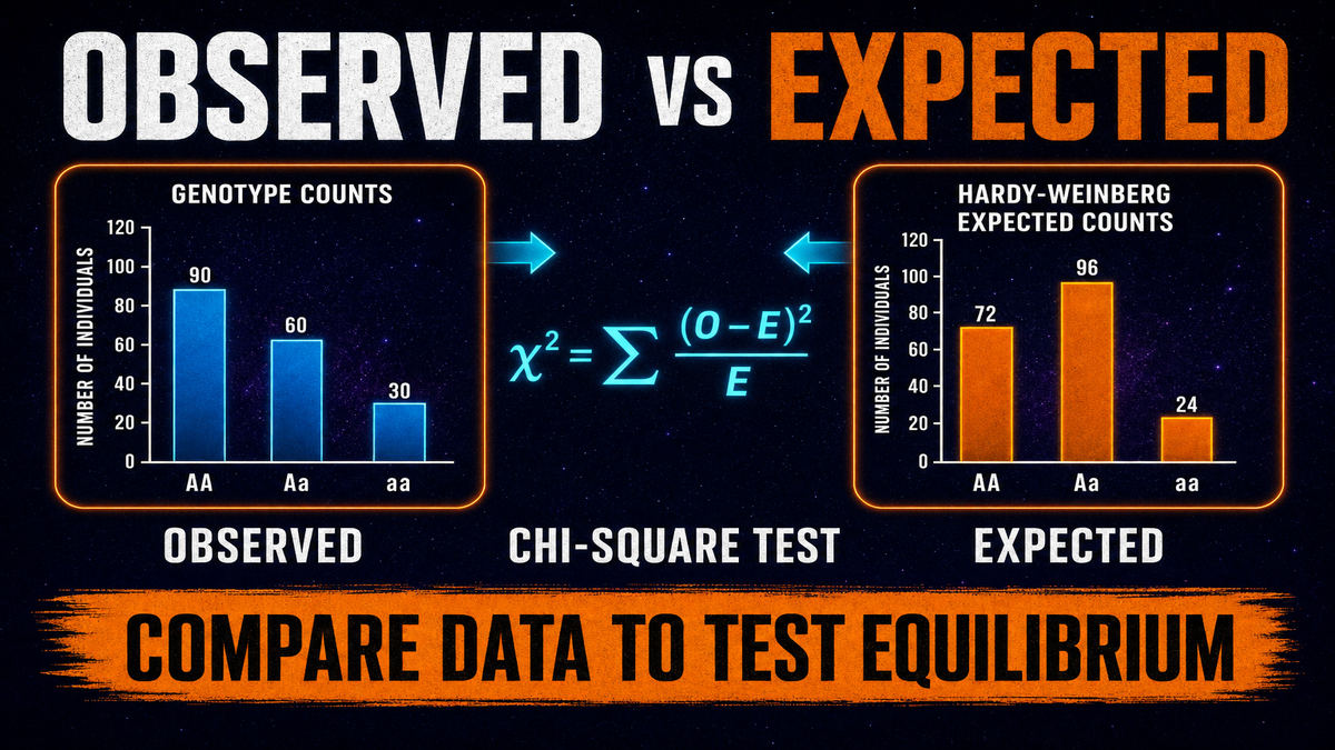 Hardy-Weinberg observed versus expected practice AP Biology showing genotype counts and chi-square comparison