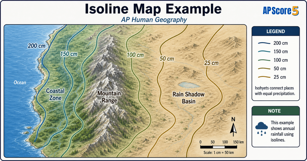 Isoline showing elavation