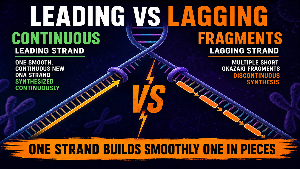 Leading strand versus lagging strand during DNA replication in AP Biology