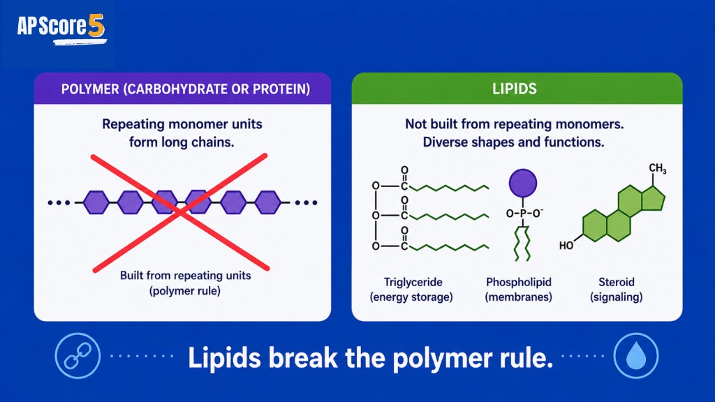 Lipids not true polymers