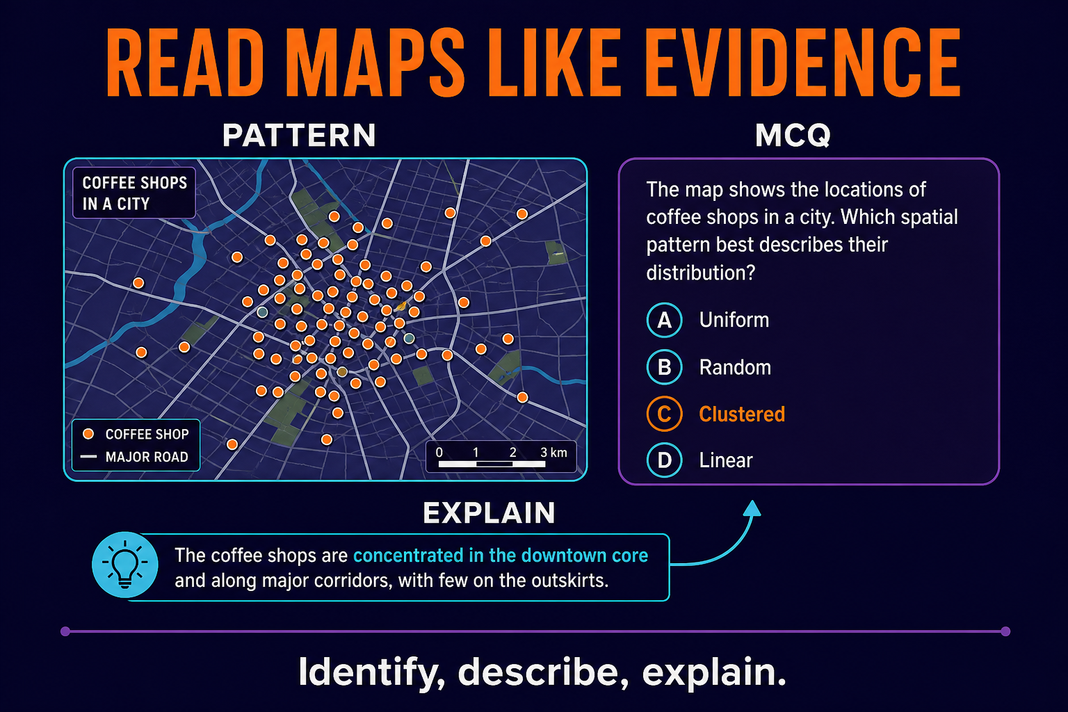 Map Interpretation Practice AP Human Geography Unit 1 AP Human Geography map interpretation practice with MCQ cards and spatial pattern analysis