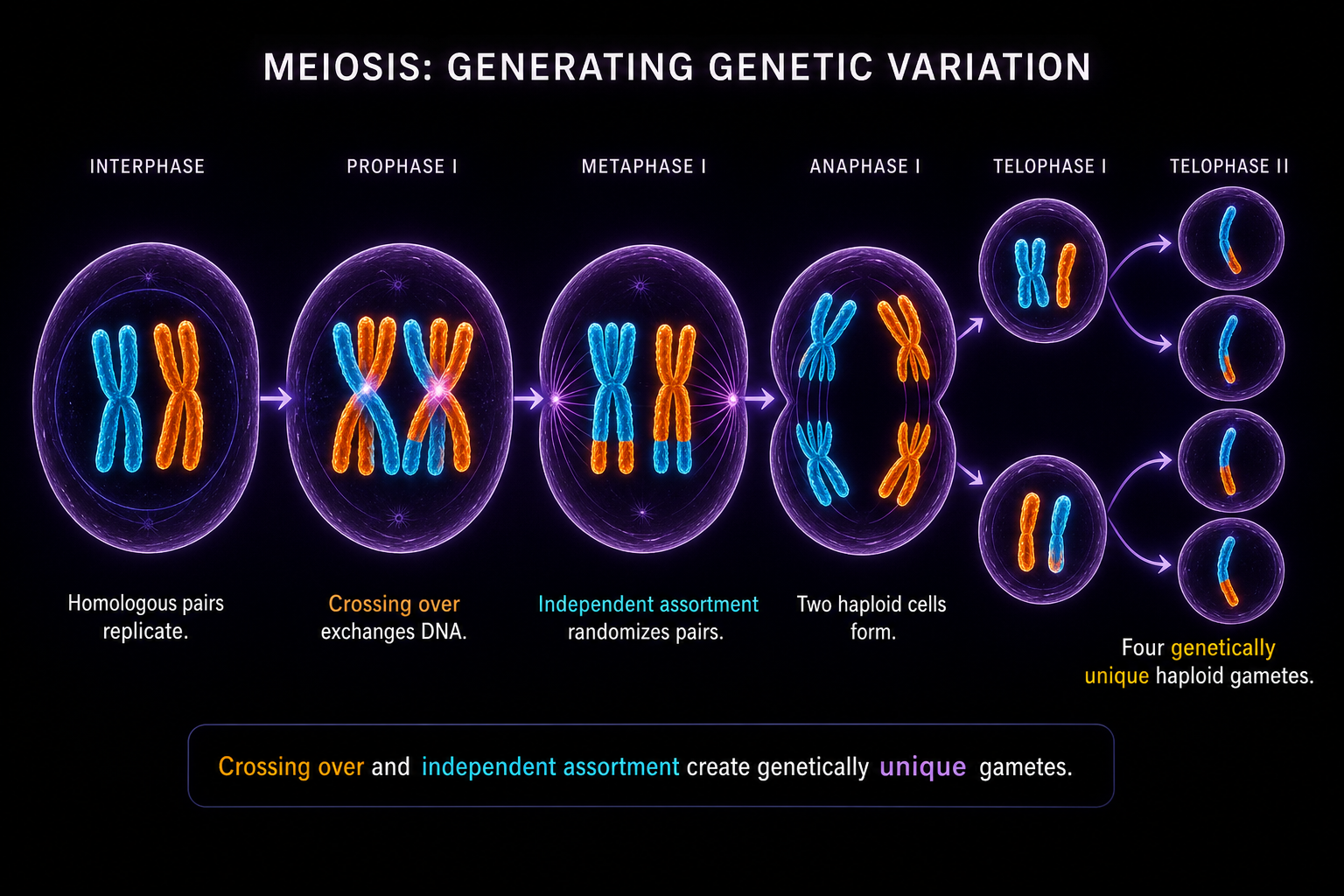Meiosis creates varied gametes