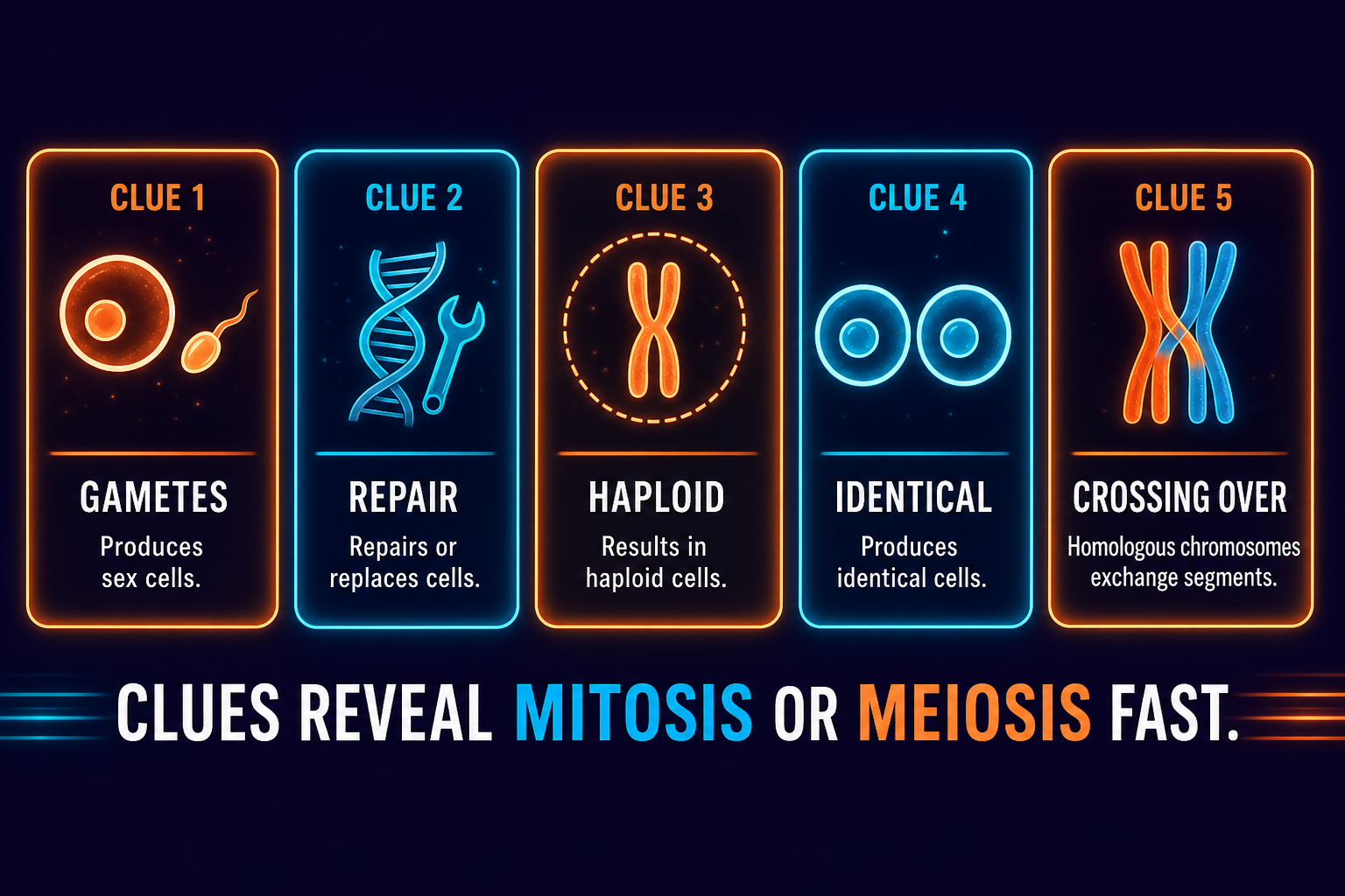 Mitosis meiosis exam clues