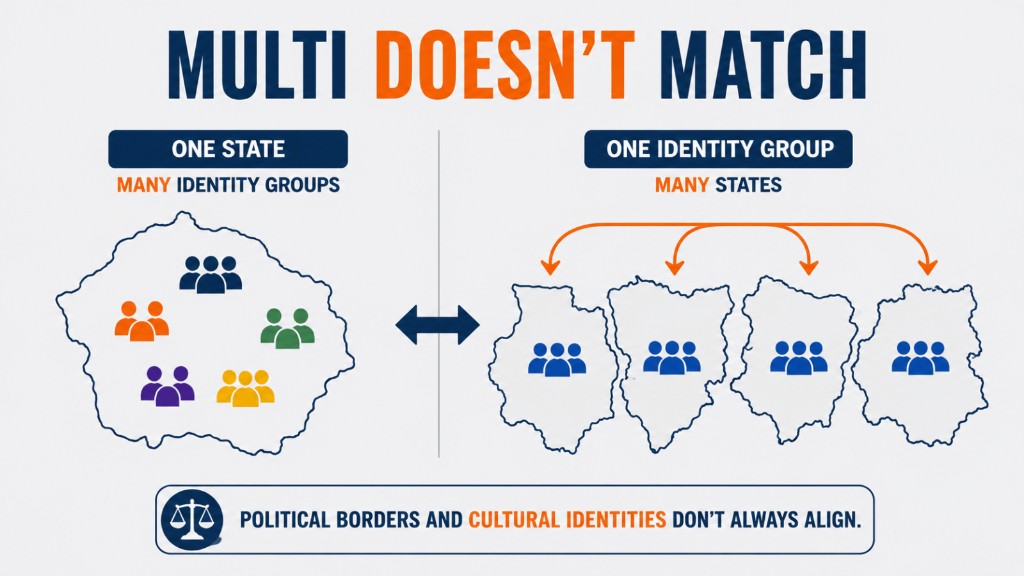 Multinational state versus multistate nation AP Human Geography comparison showing many nations versus many states