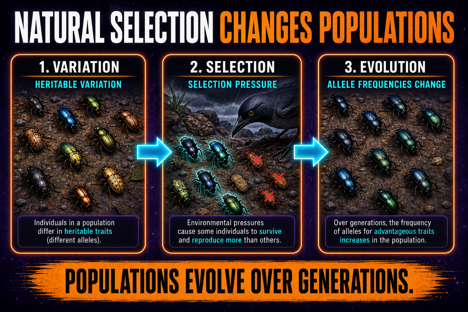 Natural Selection AP Biology Natural selection AP Biology showing heritable variation selection pressure differential reproductive success and allele frequency change