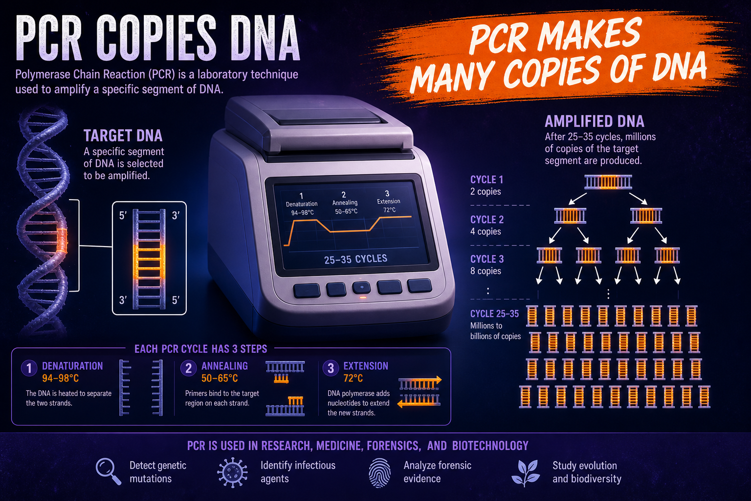 PCR amplifies target DNA