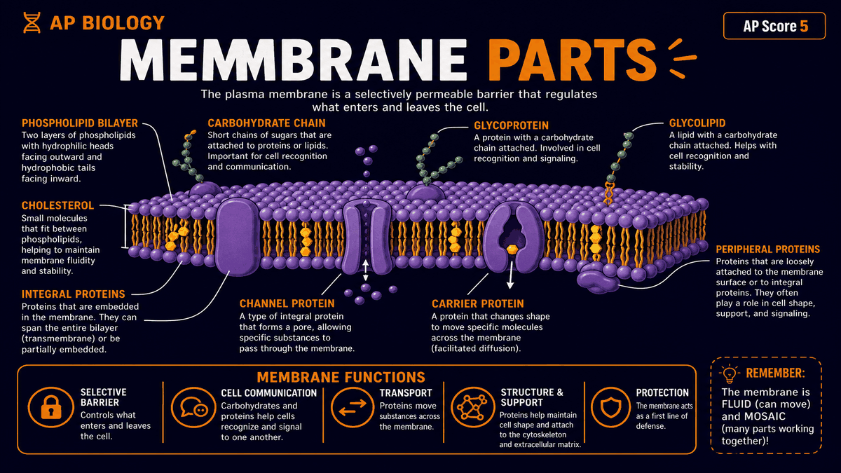 Membrane parts labeled chart