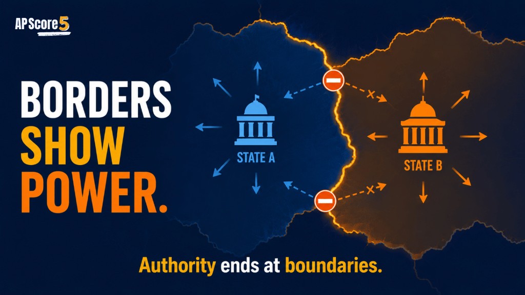 Political boundaries AP Human Geography image showing borders separating state authority and sovereignty
