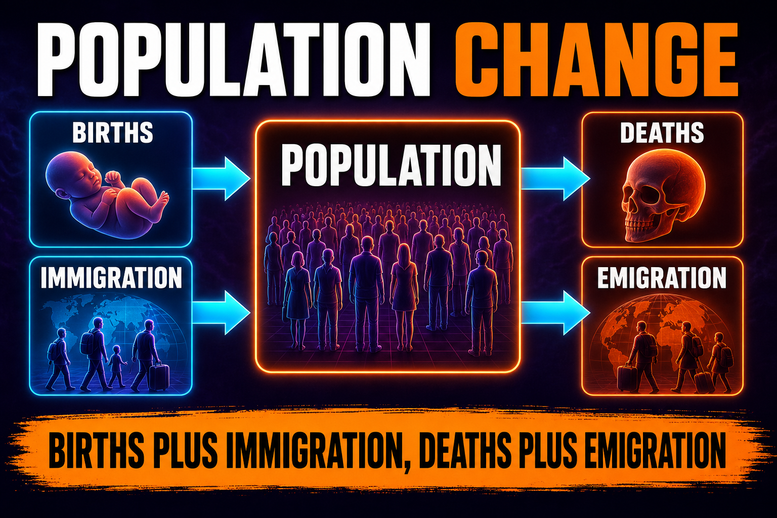 Population Change Equation AP Biology Population change AP Biology showing births deaths immigration and emigration changing population size