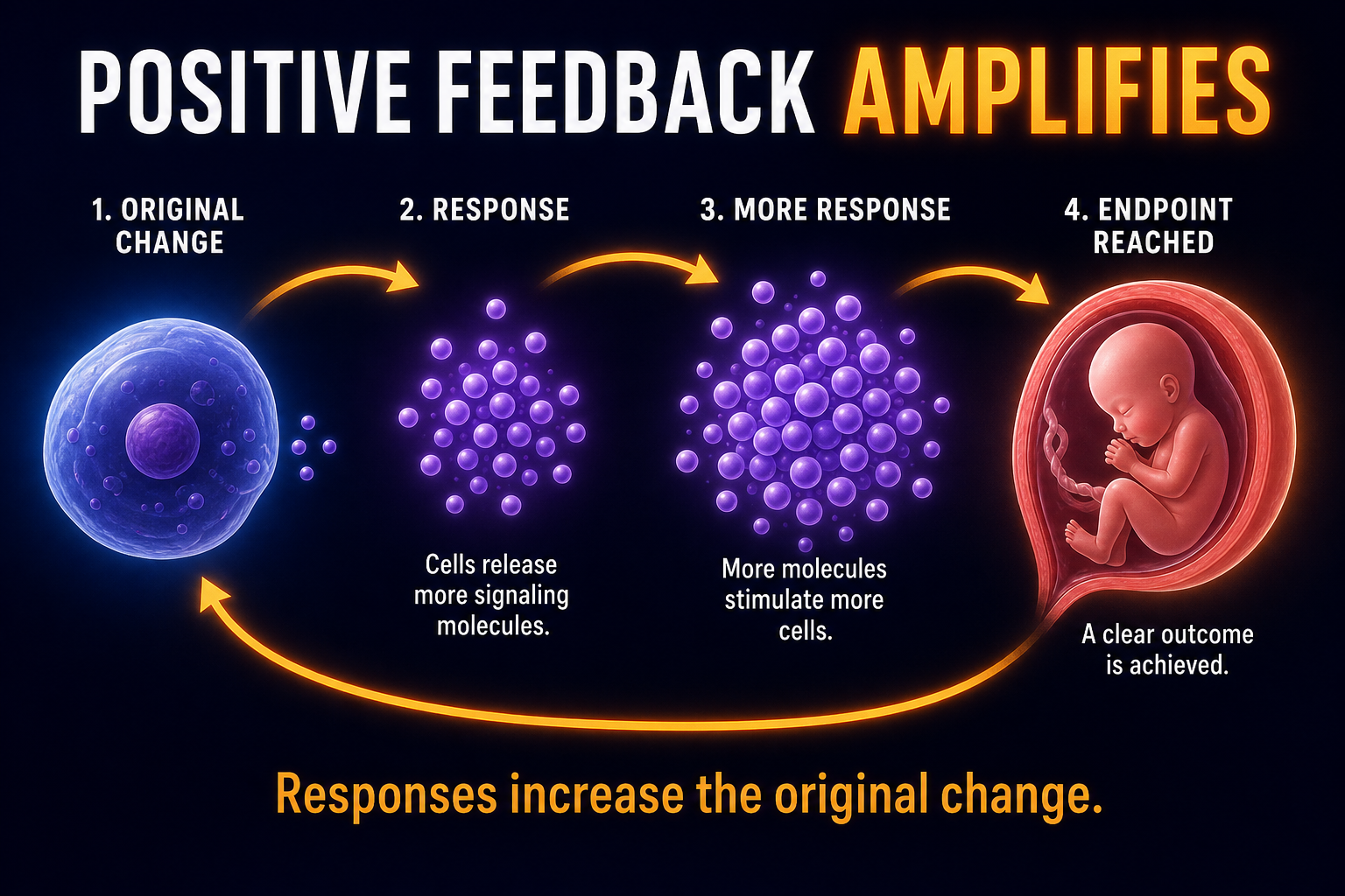 Positive feedback amplifies
