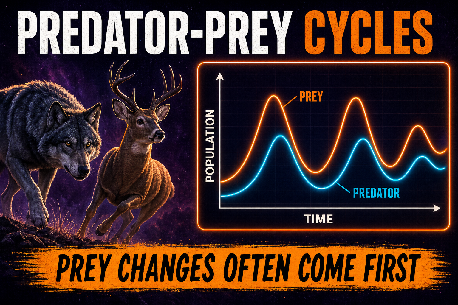 Predator prey relationship AP Biology showing predator and prey population cycles over time