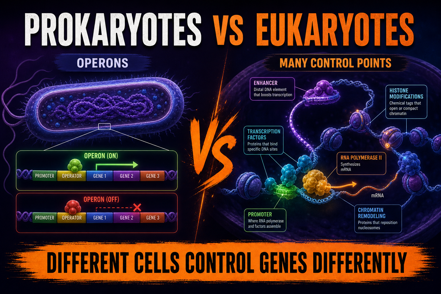 Prok vs euk gene regulation