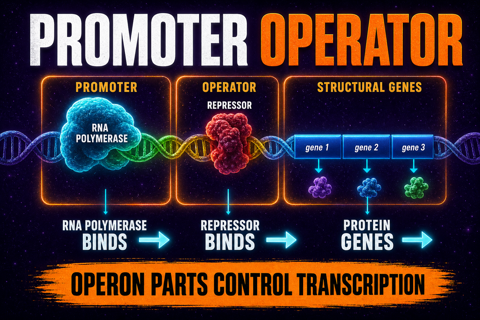 Promoter operator and repressor in an operon AP Biology diagram
