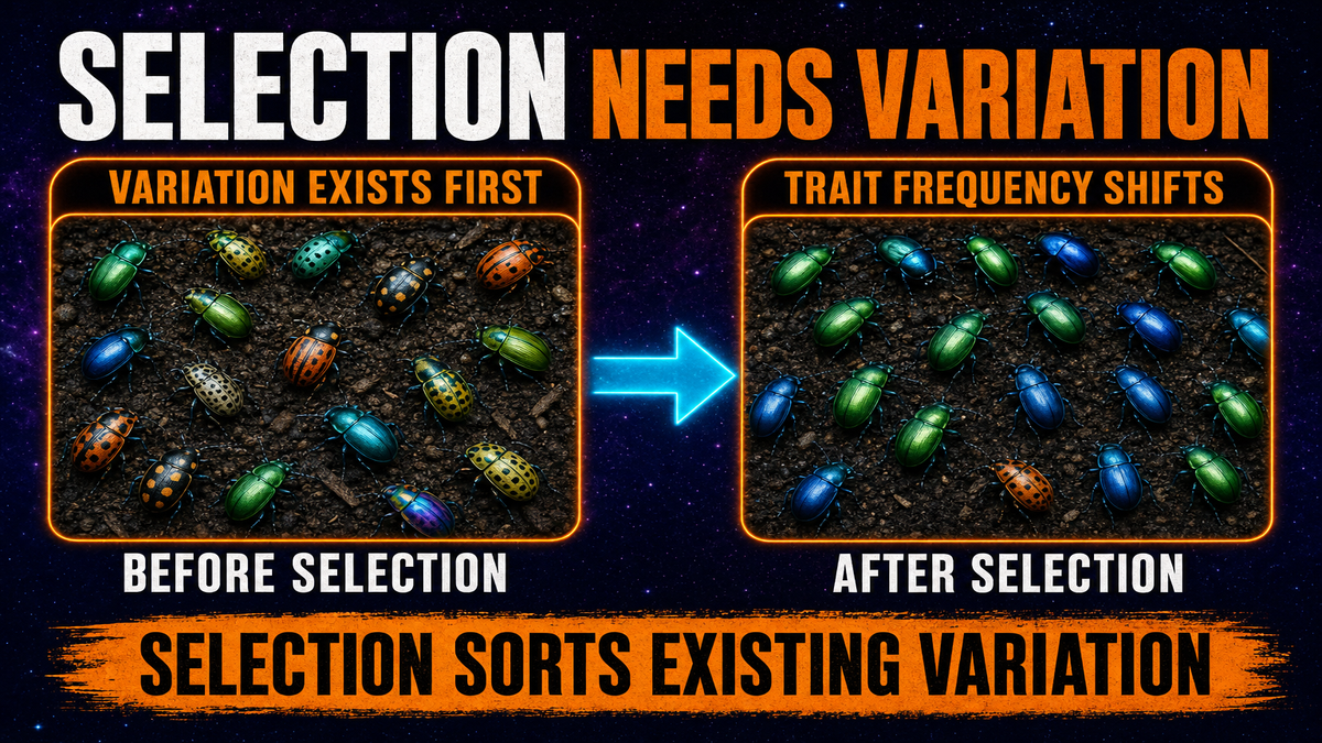 Natural selection AP Biology showing selection acting on existing heritable variation before trait frequency shifts