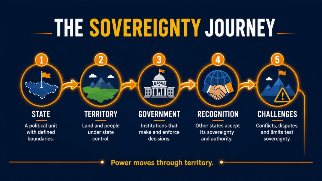 Sovereignty learning journey for AP Human Geography showing state territory government recognition and challenges